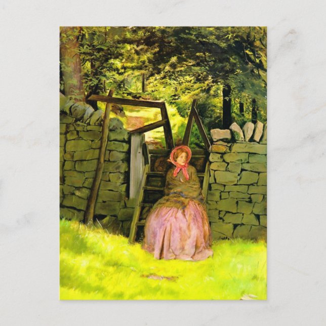 Woman Waiting (by John Everett Millais) Announcement Postcard (Front)
