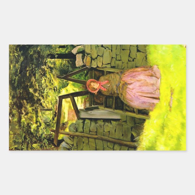 Woman Waiting (by John Everett Millais) Rectangular Sticker (Front)