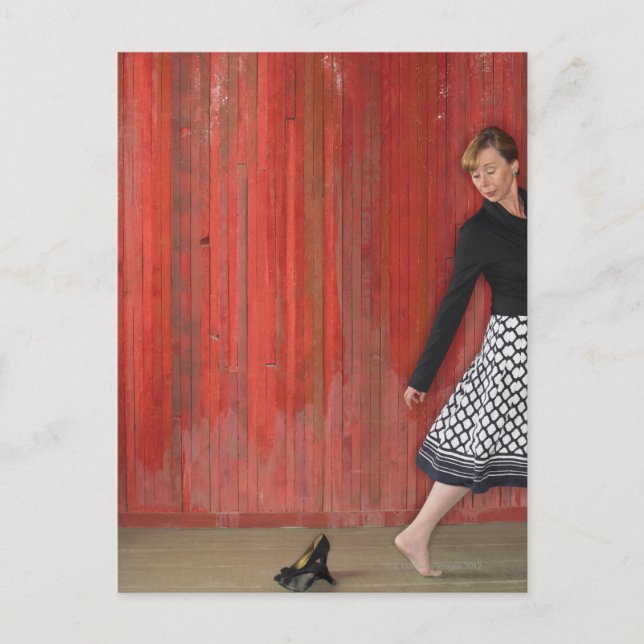 Woman Walking Away from High Heel Shooes Postcard (Front)