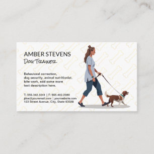 Woman Walking Dog   Animal Care Taker Business Card
