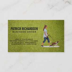 Woman Walking Dog   Turf Business Card