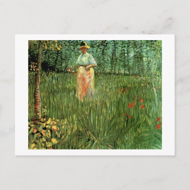 Woman Walking in a Garden Van Gogh Fine Art Postcard (Front)