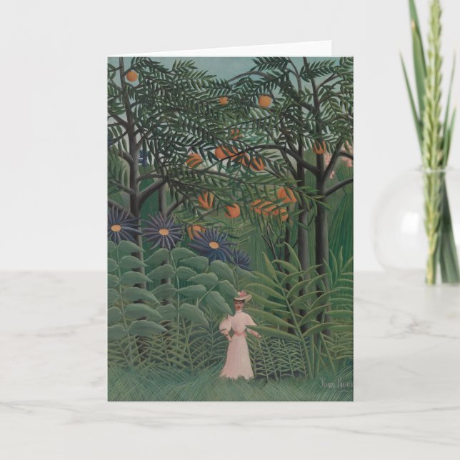 Woman Walking in an Exotic Forest, Henri Rousseau Card (Front)