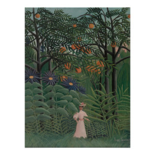 Woman Walking in an Exotic Forest, Henri Rousseau Poster