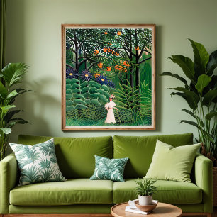Woman Walking in an Exotic Forest  Poster