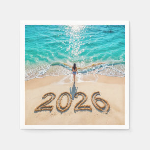 Woman Walking On a 2026 Beach Napkin