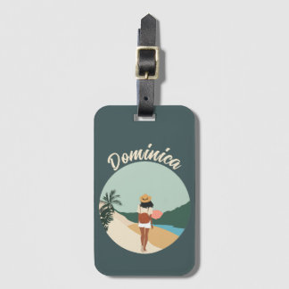 Woman walking on beach at sunset luggage tag