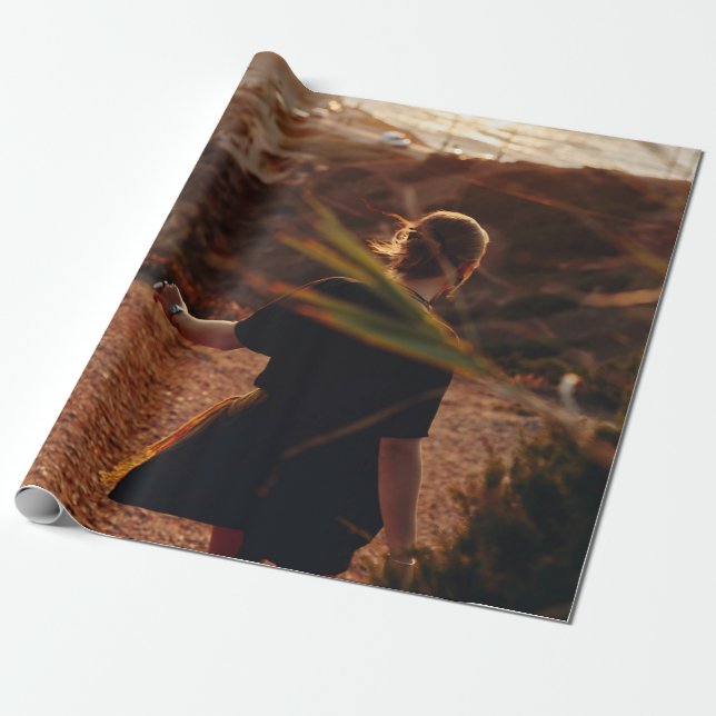 Woman walking on stone wrapping paper (Unrolled)
