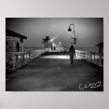 Woman Walking on the Pier. in San Clemente B&W