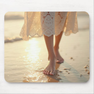Woman Walking the Beach Mouse Mat