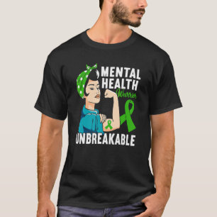 Woman Warrior Green Ribbon Mental Health Awareness T-Shirt