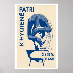 Woman Washing Hair Matchbox Art Print, Vintage Poster