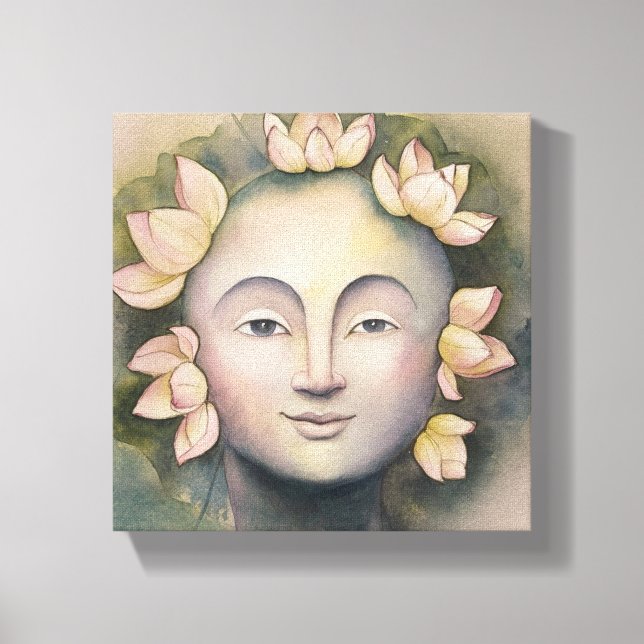 Woman Watercolor Face Painting Canvas Print (Front)