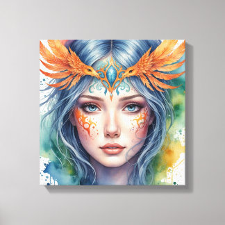 Woman Watercolor Face Painting Canvas Print