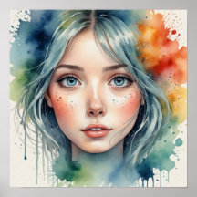 Woman Watercolor Face Painting