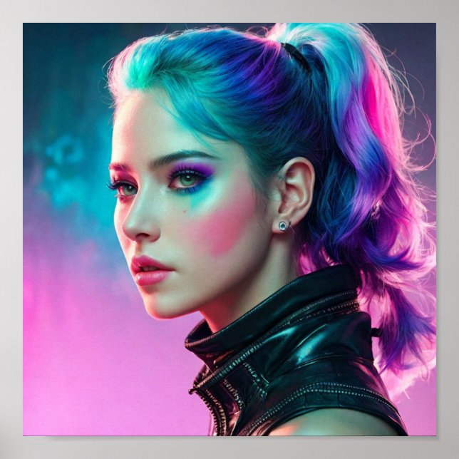 Woman Watercolor Face Painting Poster (Front)