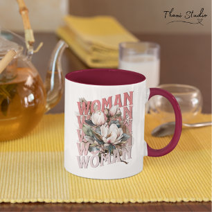 Woman Watercolor Vintage Flowers Womens Day Mug