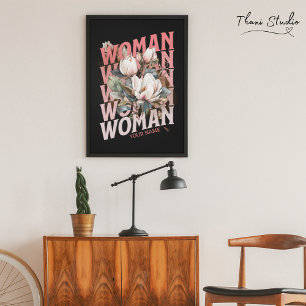 Woman Watercolor Vintage Flowers Womens Day Poster