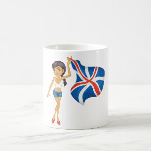 Woman Waving A Flag Coffee Mug