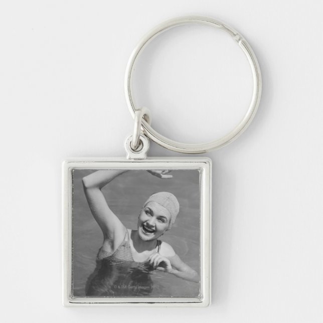 Woman Waving Key Ring (Front)