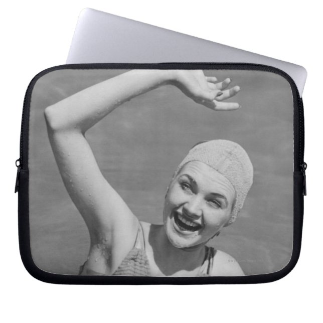 Woman Waving Laptop Sleeve (Front)