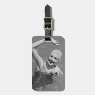 Woman Waving Luggage Tag