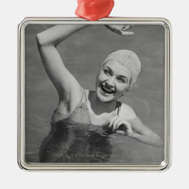 Woman Waving Metal Tree Decoration (Front)