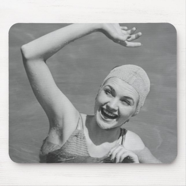 Woman Waving Mouse Mat (Front)