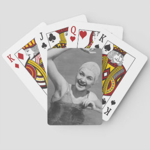 Woman Waving Playing Cards