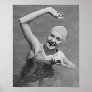 Woman Waving Poster