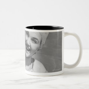 Woman Waving Two-Tone Coffee Mug