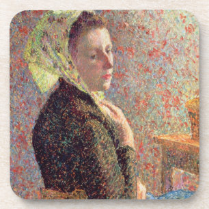 Woman wearing a green headscarf, 1893 coaster