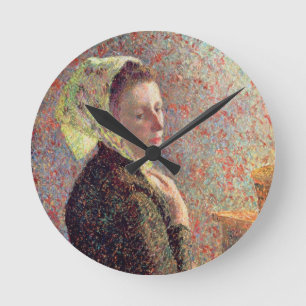 Woman wearing a green headscarf, 1893 round clock