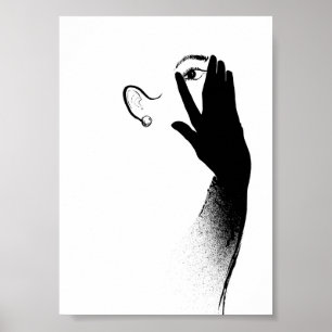 Woman Wearing Black Glove Minimalistic Vintage Poster