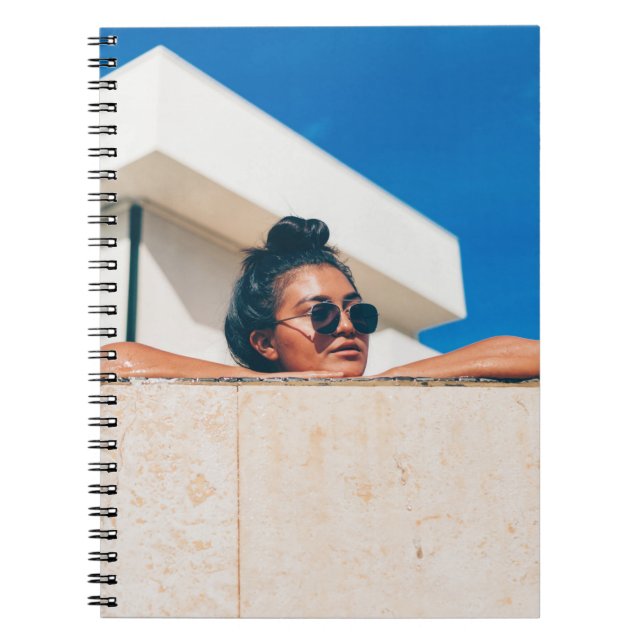 Woman wearing black sunglasses notebook (Front)