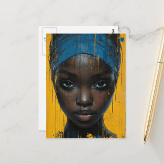 Woman Wearing Blue Postcard