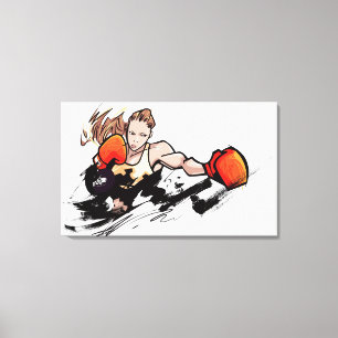 Woman wearing boxing glove canvas print