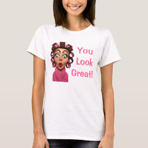 Woman Wearing Curlers T-Shirt