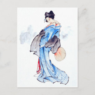 Woman Wearing Kimono - Katsushika Hokusai - Art Postcard