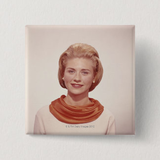 Woman Wearing Scarf 15 Cm Square Badge