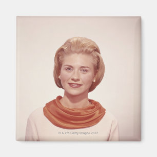 Woman Wearing Scarf Magnet