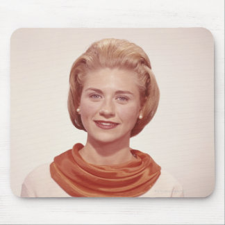 Woman Wearing Scarf Mouse Mat