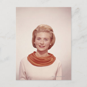 Woman Wearing Scarf Postcard