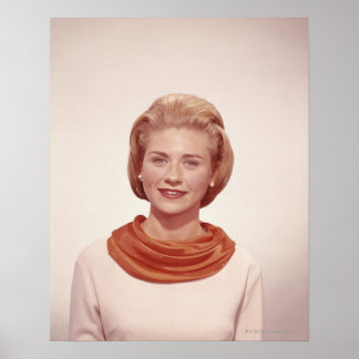 Woman Wearing Scarf Poster
