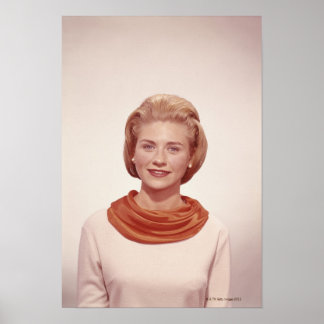 Woman Wearing Scarf Poster