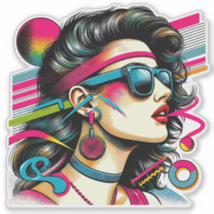 Woman wearing sunglasses colorful pop art