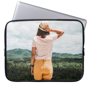 Woman wearing yellow shorts laptop sleeve