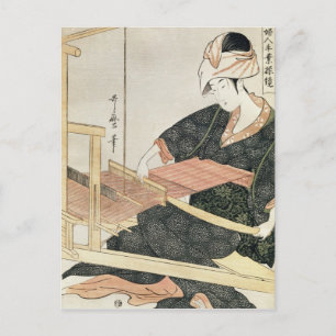 Woman Weaving Postcard