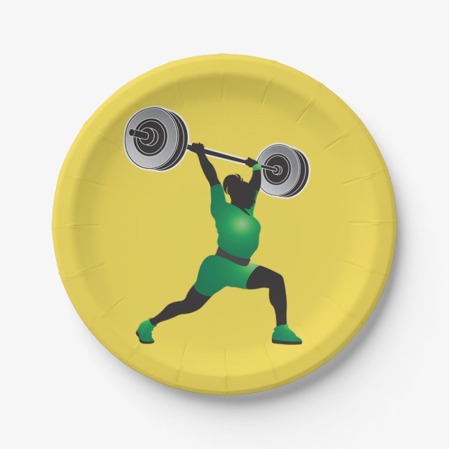 Woman Weightlifting Paper Plates (Front)