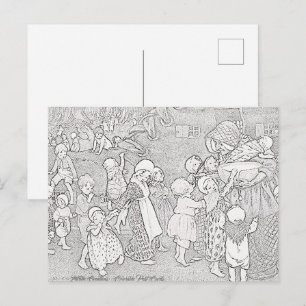 WOMAN WHO LIVED IN A SHOE Paintable Postcard© Postcard